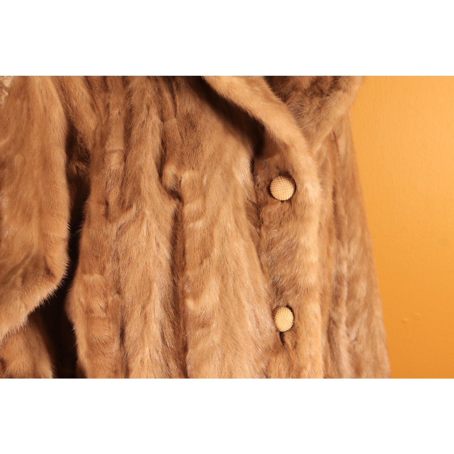 1950s Honey Brown Mink Fur Long Sleeve Pocketed Coat by Chajage's Atlanta -XL