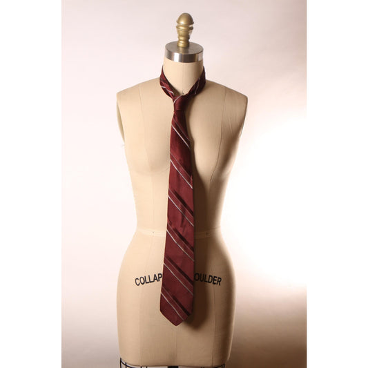 1950s Dark Red and White Striped Necktie Tie