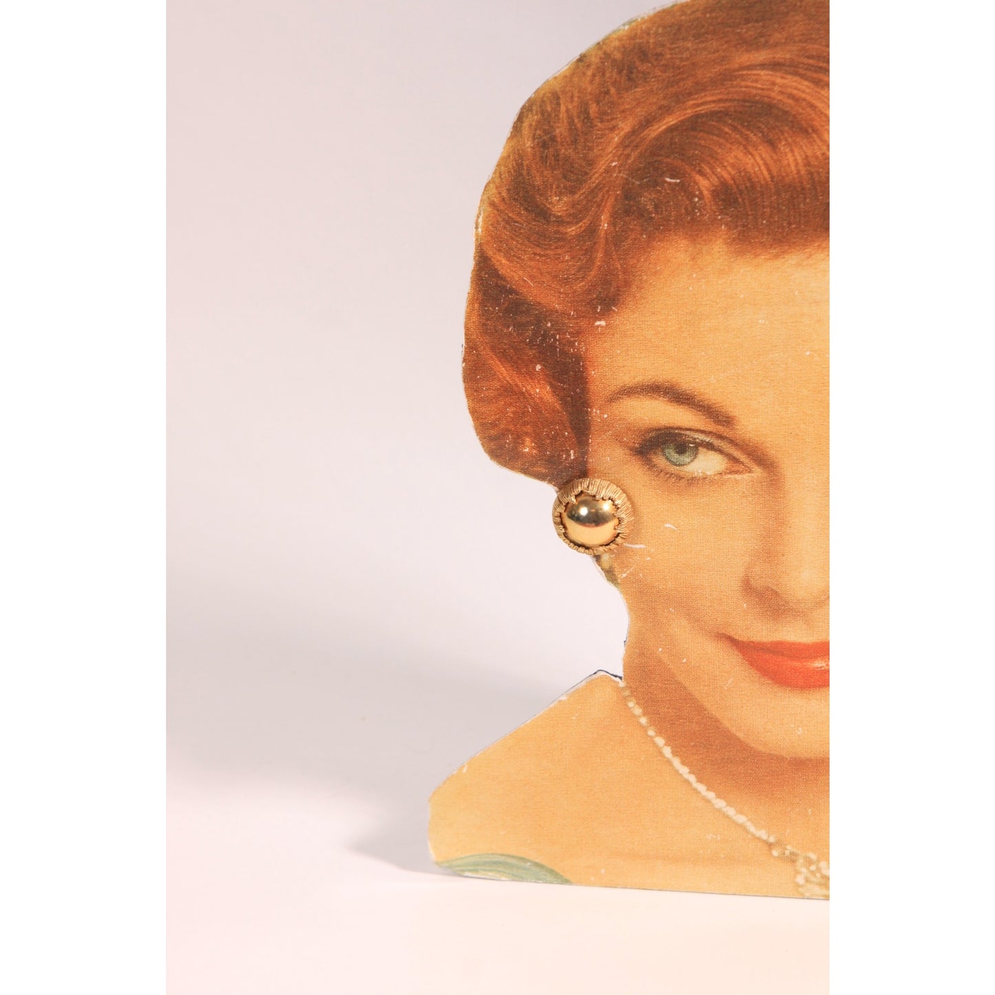 1960s Gold Tone Metal Orb Circle Clip On Earrings