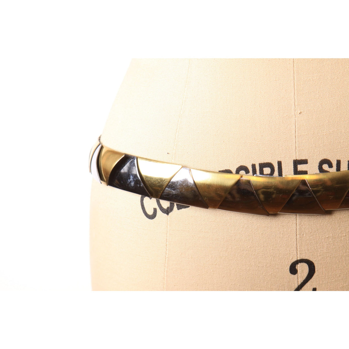 1980s Silver and Gold Tone Metal Triangle Stretch Belt