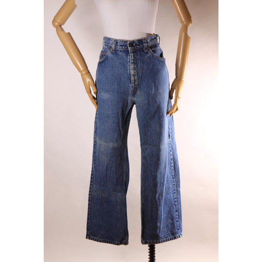 1970s 1980s Blue Denim 517 Mens Orange Tab Jeans by Levi's - 36x29