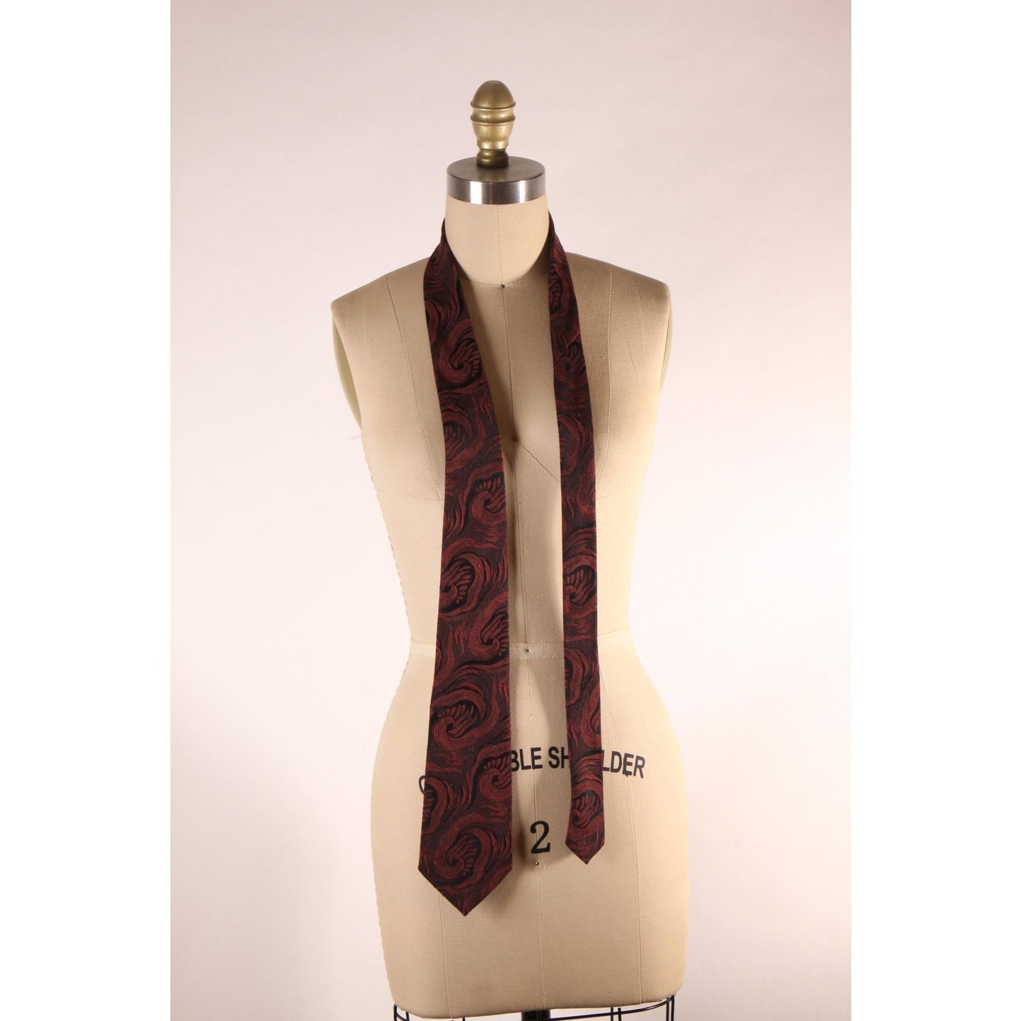 1970s Red and Black Swirl Abstract Wide Necktie Tie by Jonathan