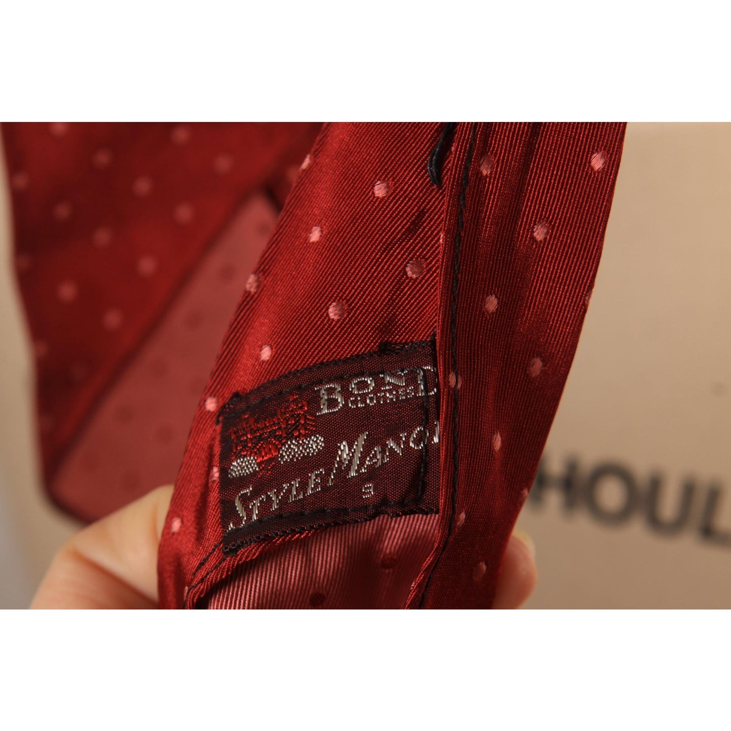 1950s Dark Red Polka Dot Embroidered Necktie Tie by Bond Clothes