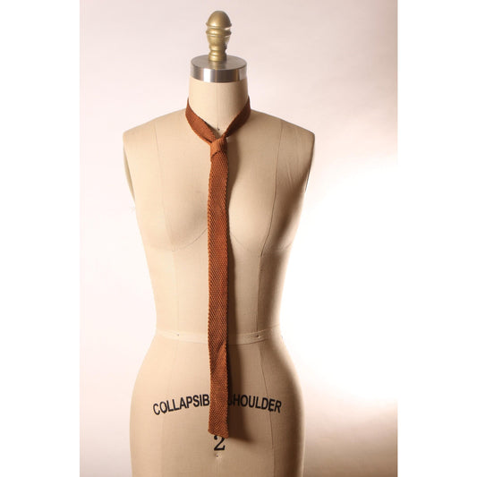 1970s Brown Knit Square End Necktie Tie
