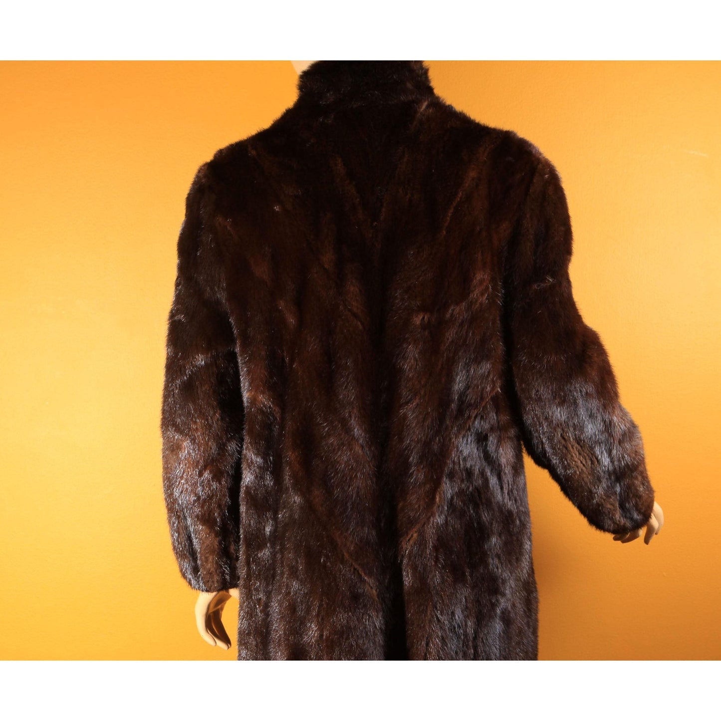 1940s Dark Brown Mink Long Sleeve Fur Coat by Marshall Fields