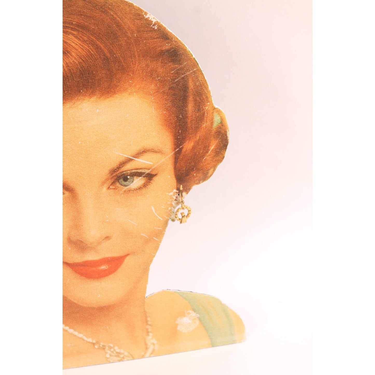 1950s Gold Tone Metal Dangling Hoop Clip On Earrings