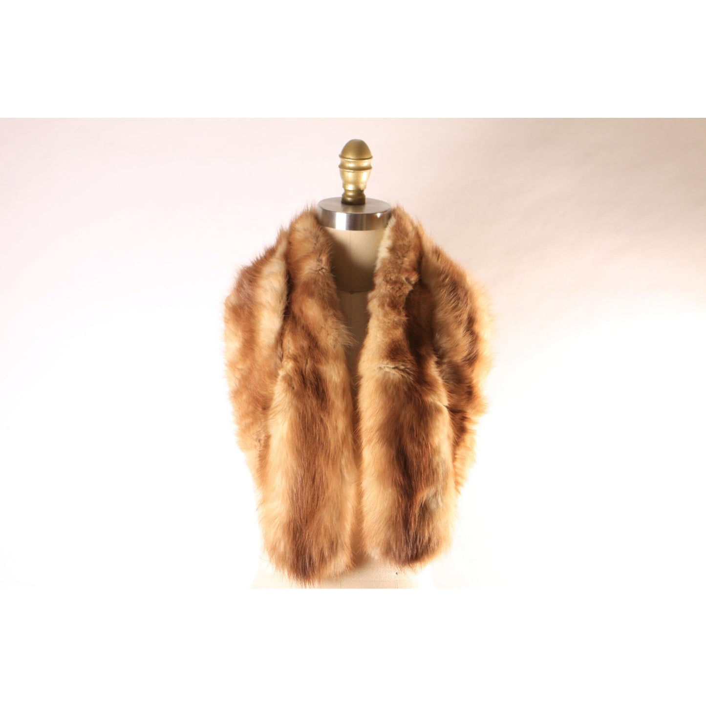 1940s 1950s Brown Interlaced Double Pelt Marten Fur Velvet Lined Collar