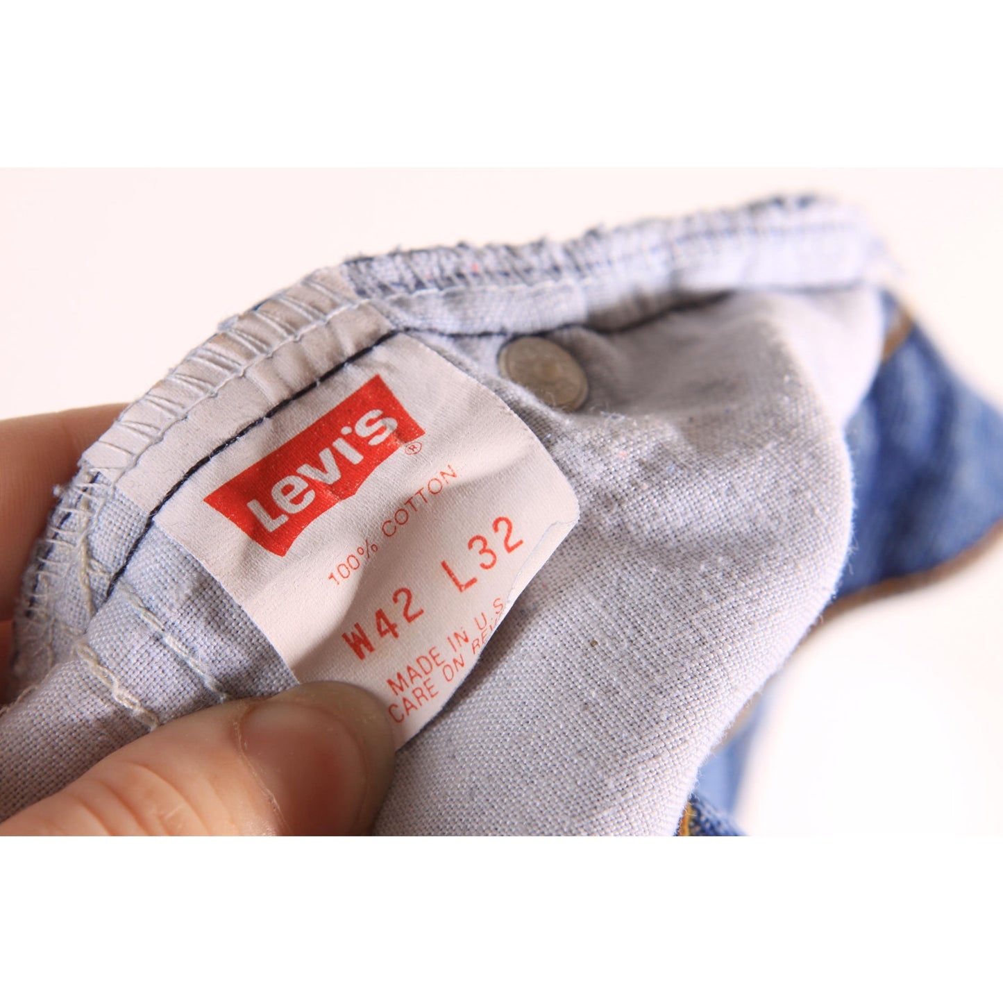 1970s 1980s Blue Denim Orange Tab 517 Jeans by Levi's -42x32
