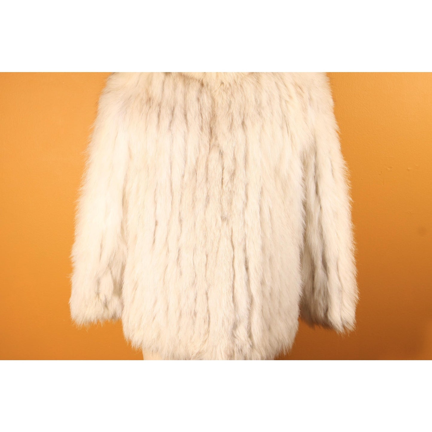 Late 1970s Early 1980s White and Gray Fox Fur Long Sleeve Coat -S