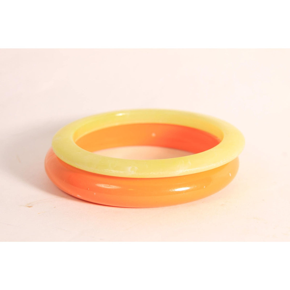 1980s Peach Pink Orange and Light Green Marbled Plastic Stack of Bangle Bracelets