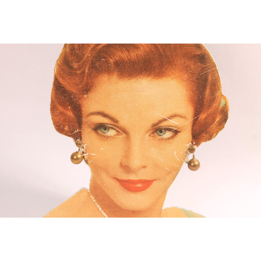 1950s Brass Tone Metal Circle Dangle Screw Back Earrings