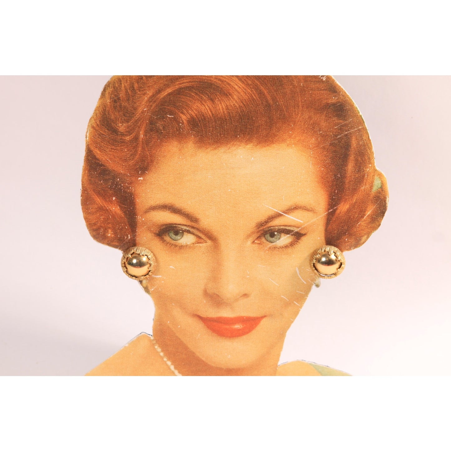 1960s Gold Tone Metal Orb Circle Clip On Earrings