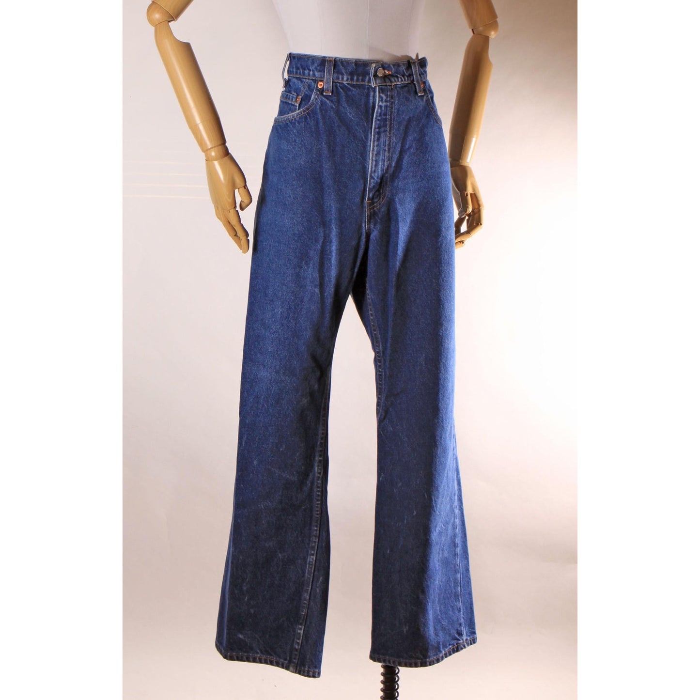 1990s Blue Denim Red Tab 517 Boot Cut Mens Jeans by Levi's- 38x31