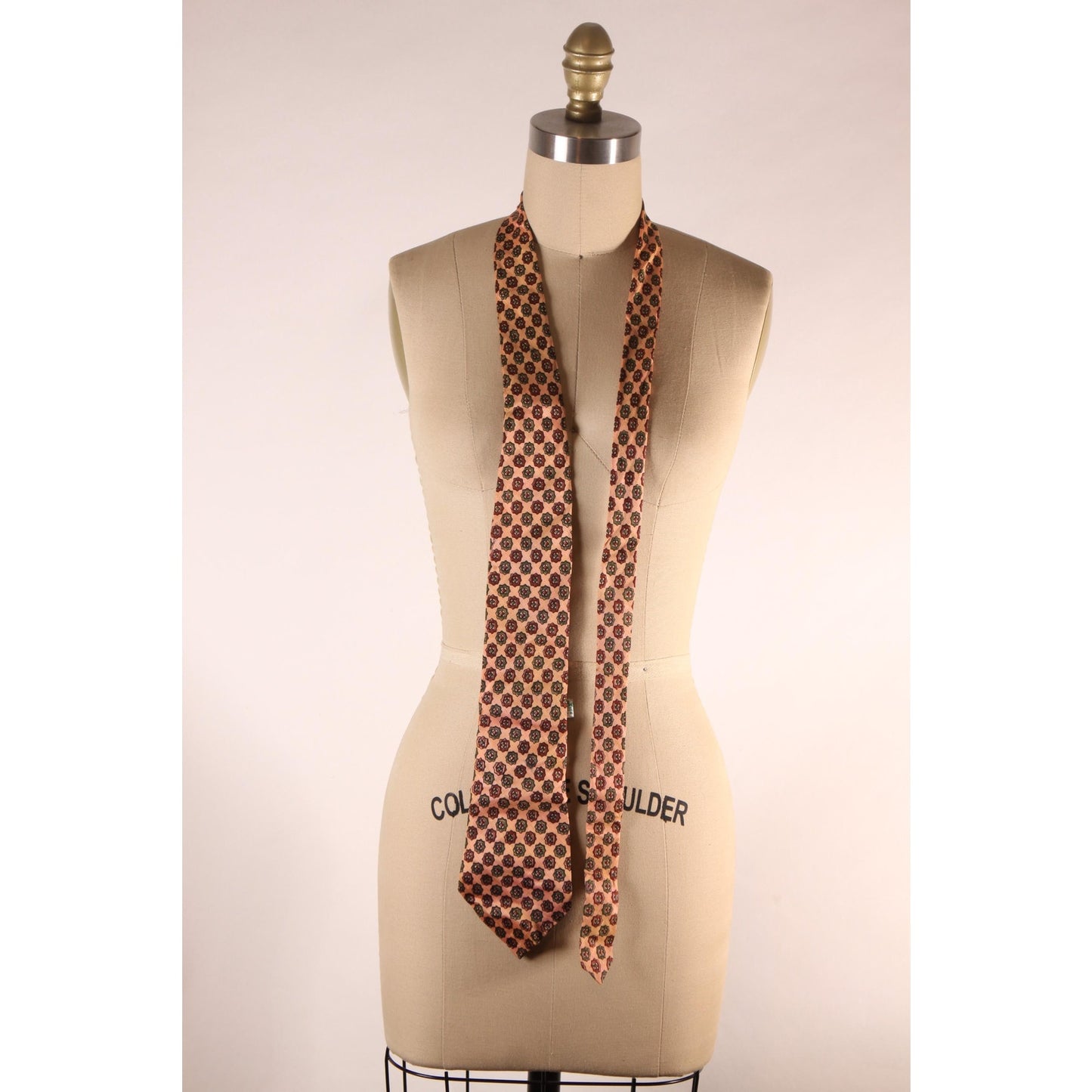 1970s Pink, Green and Red Print Necktie by Betty
