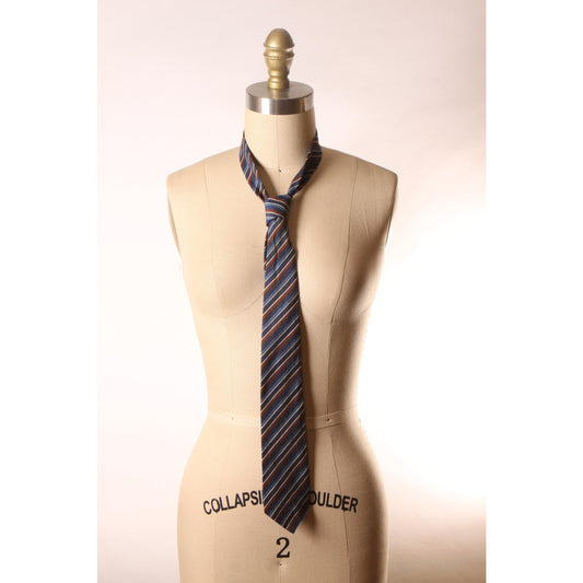 1950s Blue and Brown Striped Necktie Tie