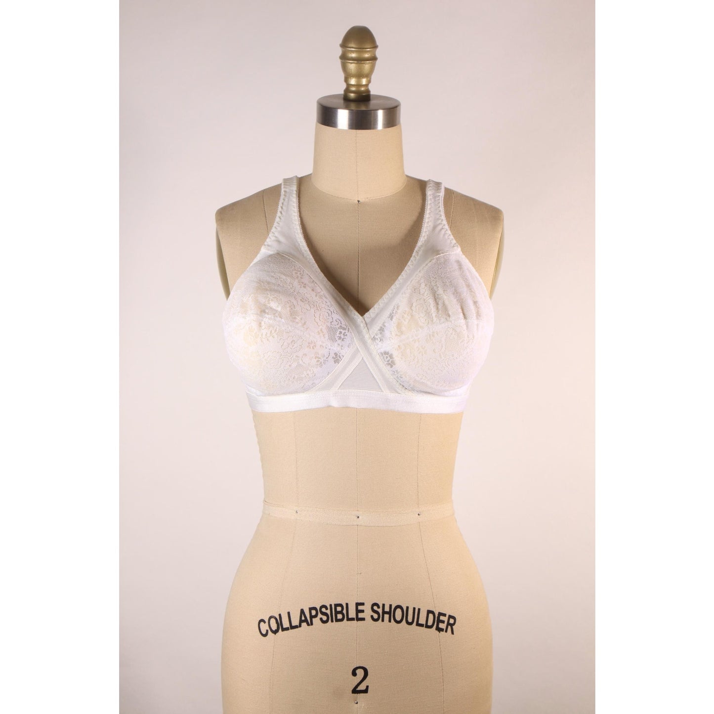 1970s 1980s Sheer White Floral Lace Criss Cross Bra
