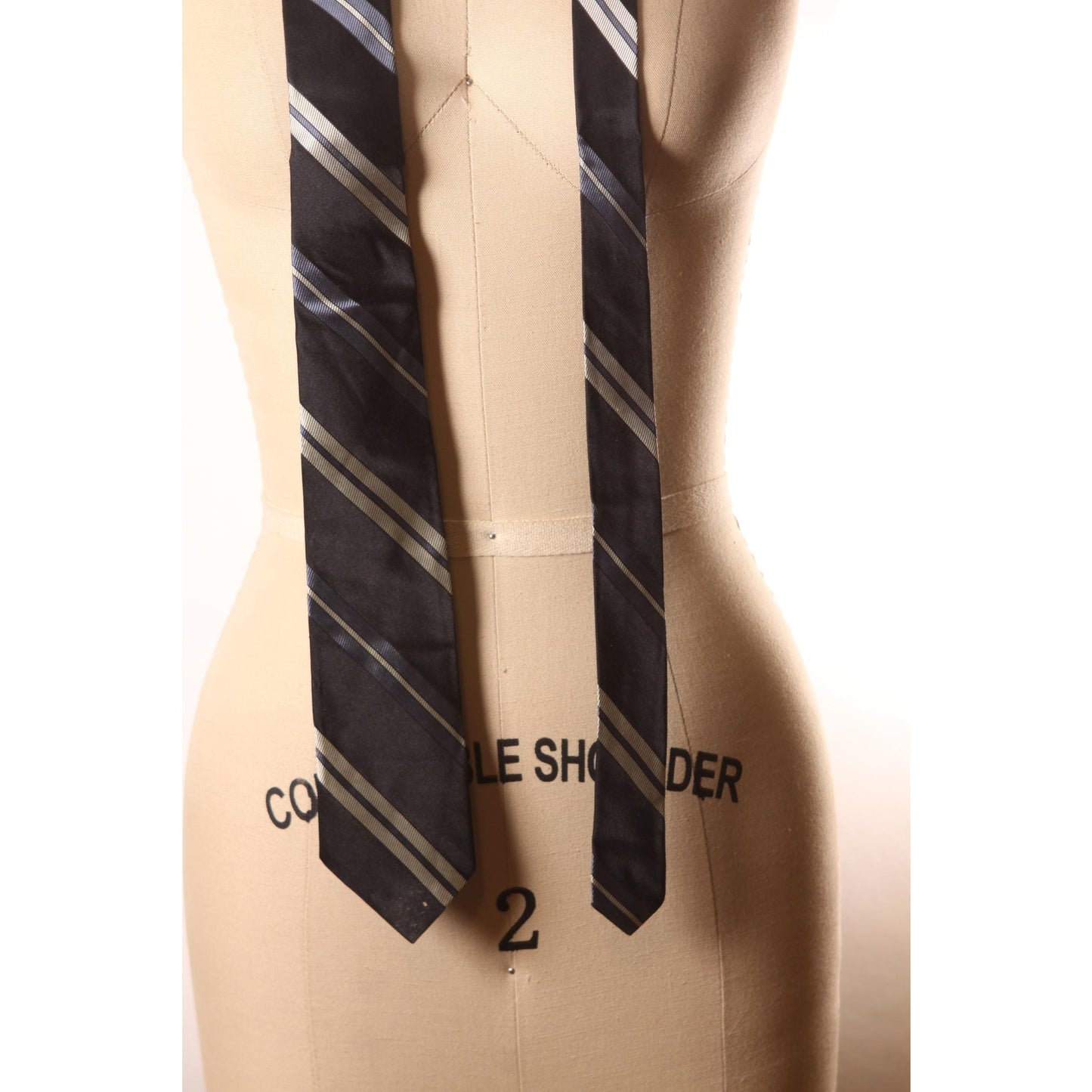 1950s Black, Blue and White Striped Necktie Tie by Superba Mark-X