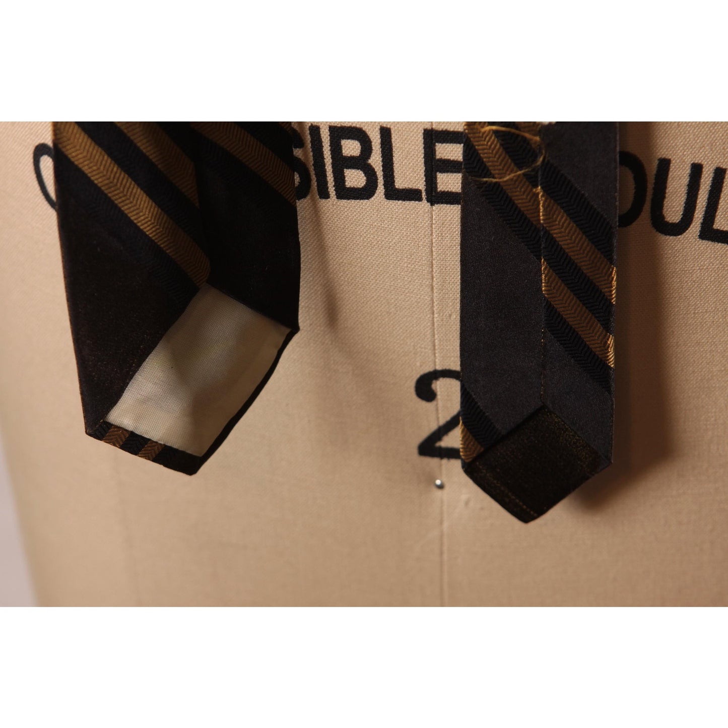 1960s Black and Dark Gold Striped Necktie Tie by The Gay Blade