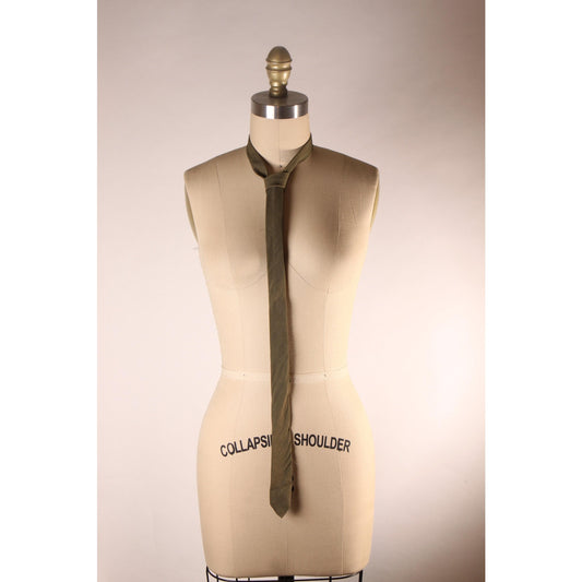 1950s Army Green Skinny Necktie Tie