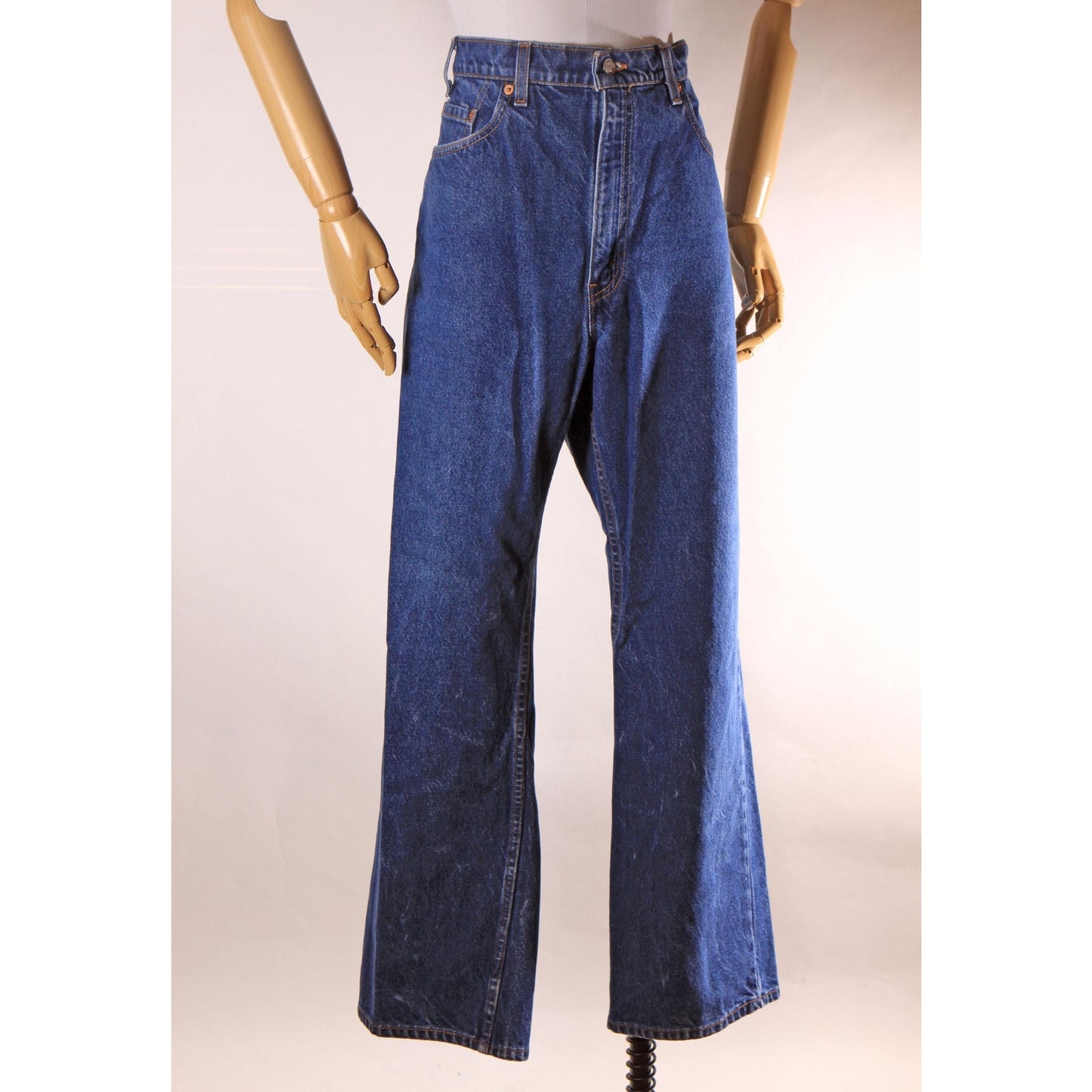 1990s Blue Denim Red Tab 517 Boot Cut Mens Jeans by Levi's- 38x31