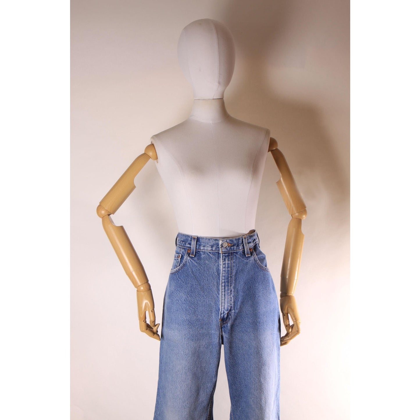 1990s Blue Denim Blank Red Tab 517 Boot Cut Mens Jeans by Levi's- 38x30
