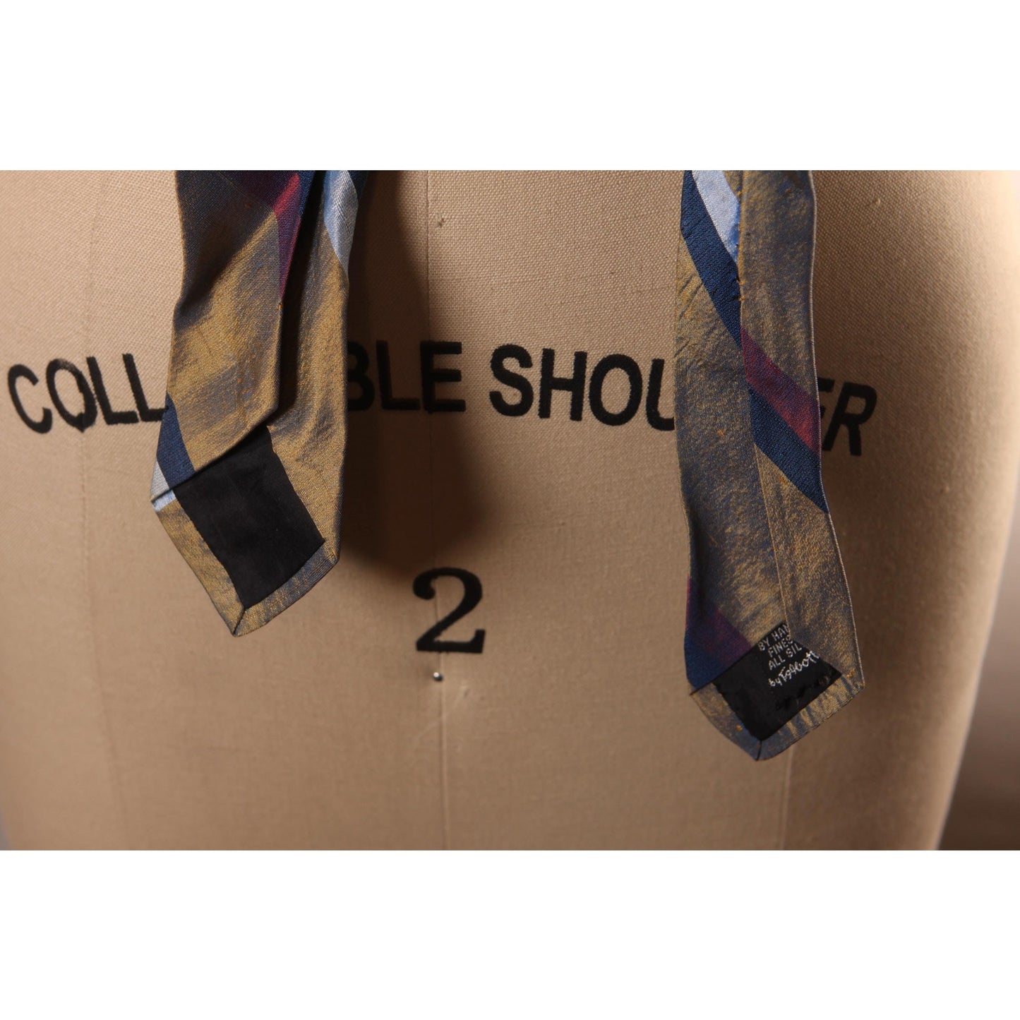1950s Bronze, Blue and Red Striped Necktie Tie by Baxter & Henning