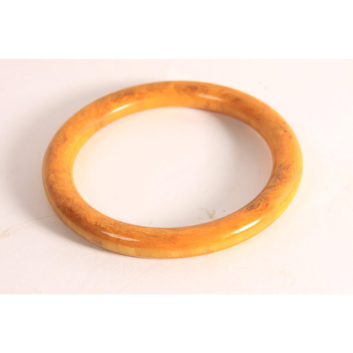 1940s 1950s Yellow Brown Butterscotch End of Day Bakelite Bangle Bracelet