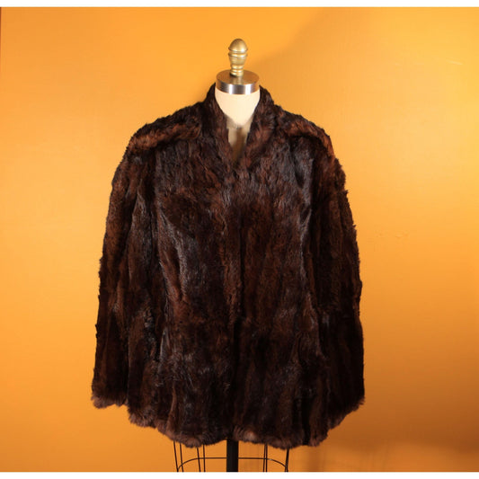 1940s Dark Brown Dyed Russian Squirrel Fur Cape -M-L