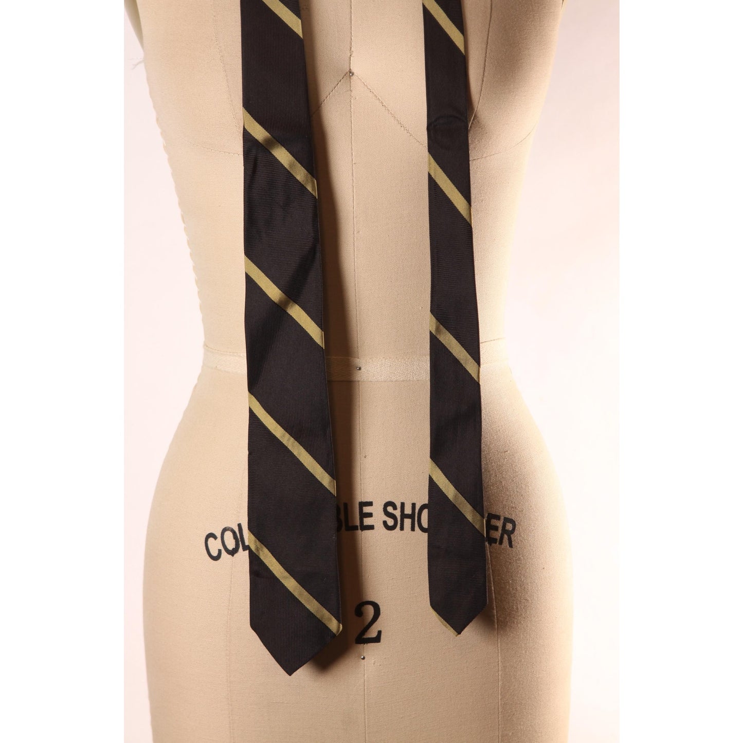 1960s Black and Green Striped Necktie Tie by Fashion Craft