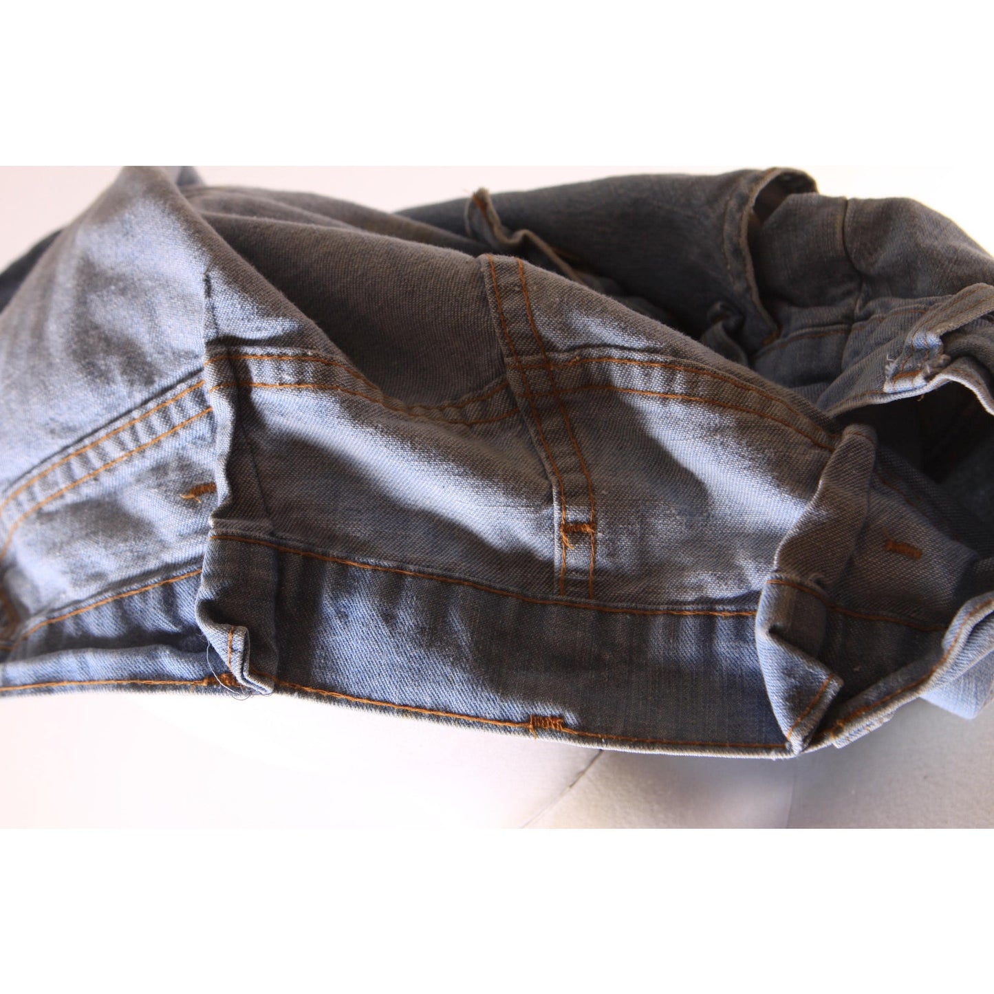 1970s Blue Light Wash Flared Button Fly Denim Orange Tab Jeans by Levi's