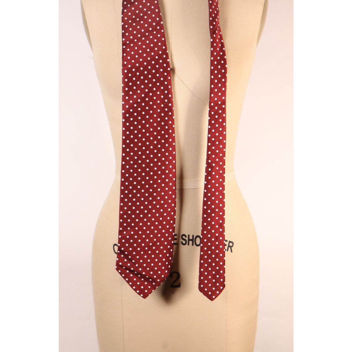 1970z Burgundy and White Polka Dot Wide Necktie Tie by Regalon