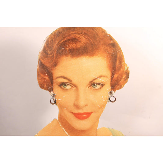 1950s Silver Tone Metal Hoop Clip On Earrings