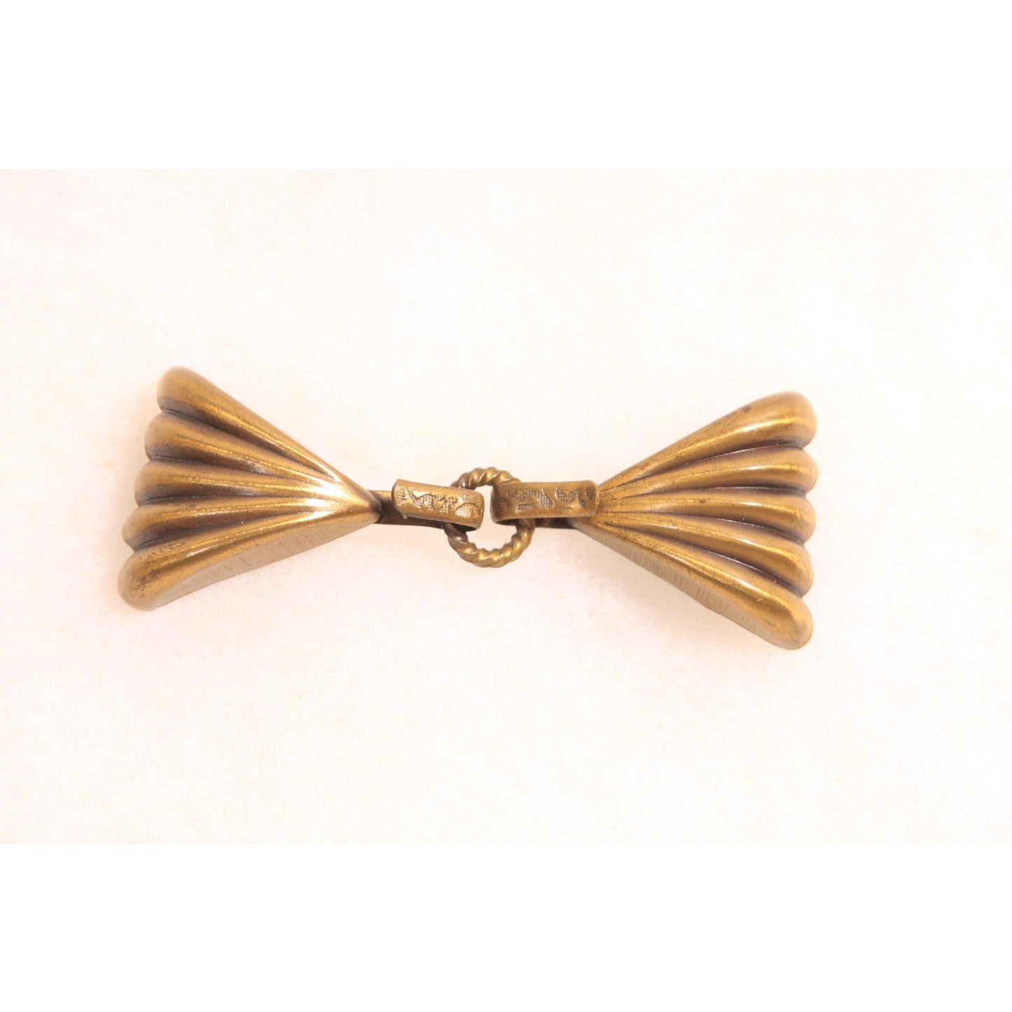 Antique 1920s Brass Gold Tone Metal Bow Shape Belt Buckle