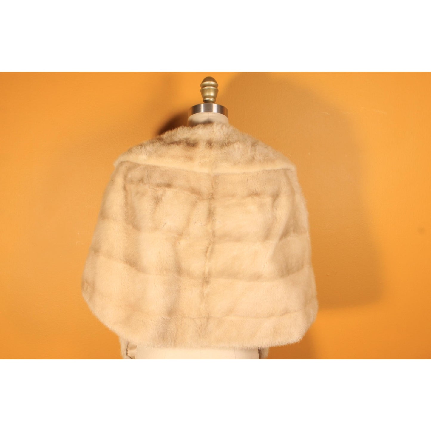 1950s Blonde Cream Mink Fur Shawl Wrap by Evan's Furs