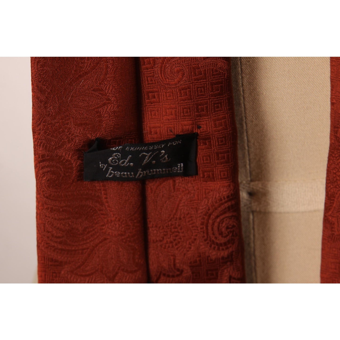 1970s Brown Orange Swirl Floral Paisley Wide Necktie Tie by Beau Brummell