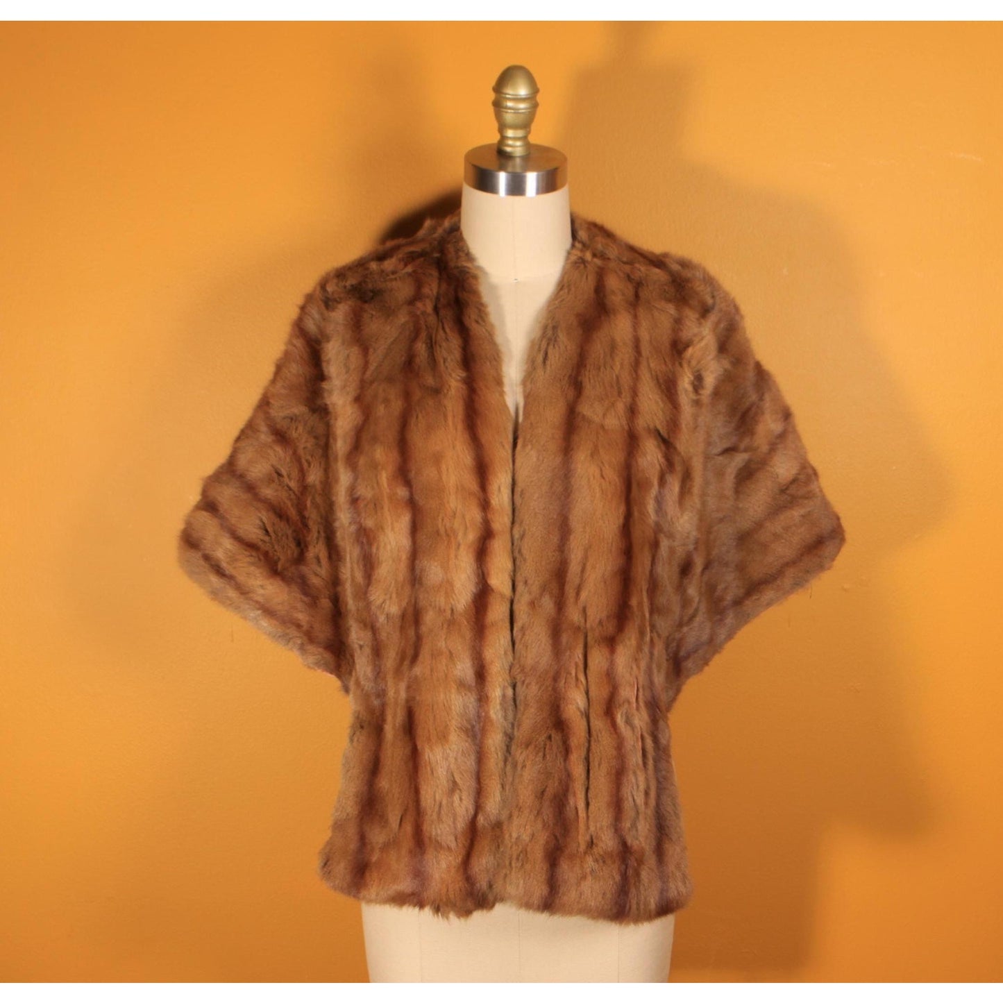 1950s Brown Fur Adjustable Length Shawl Wrap
