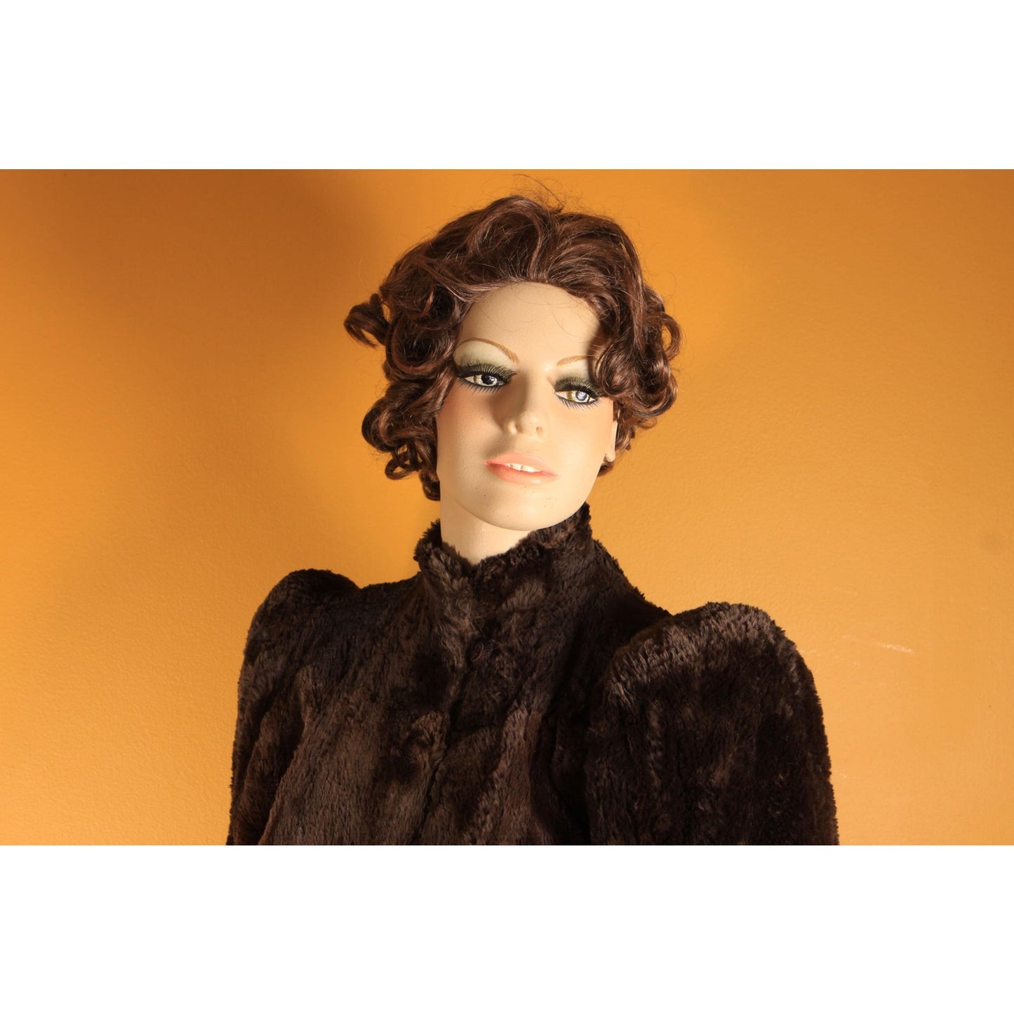 1940s Brown Sheared Beaver Fur Pointed Shoulder Coat -S
