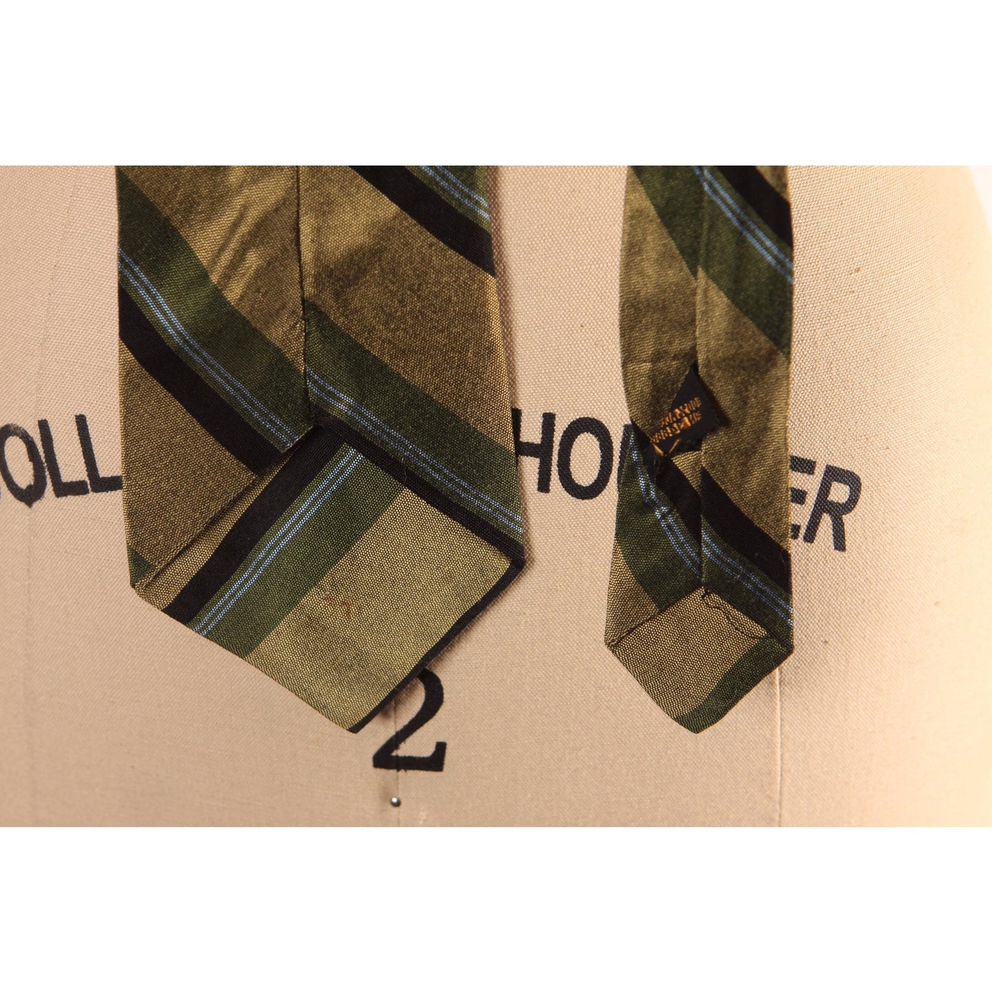 1970s Blue and Gray Green Striped Necktie Tie