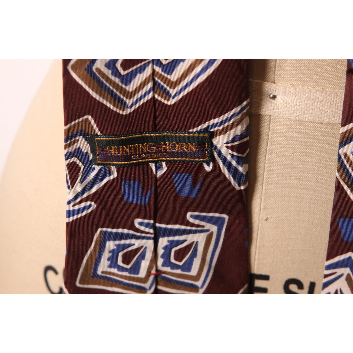 1980s Does 1950s Dark Red and Blue Abstract Necktie Tie by Hunting Horn Classics