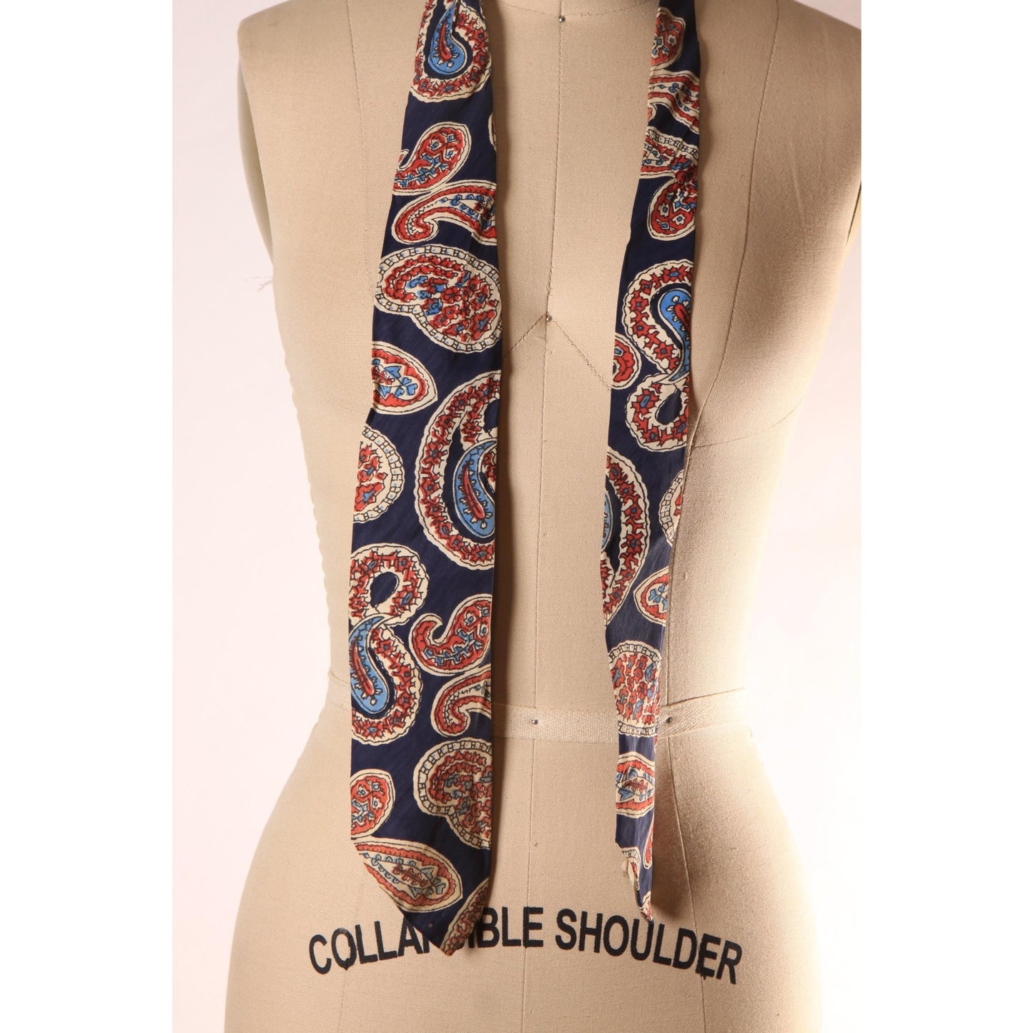 1950s Blue, Red and White Paisley Necktie Tie