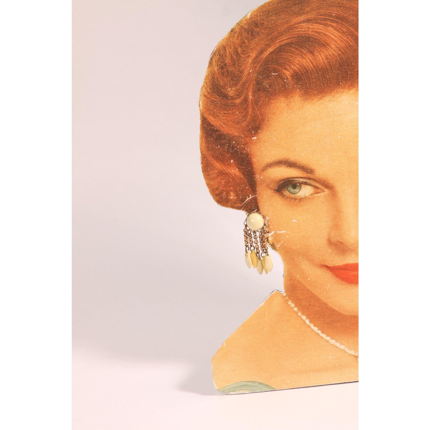 1960s Cream and Yellow Plastic Dangle Screw Back Earrings