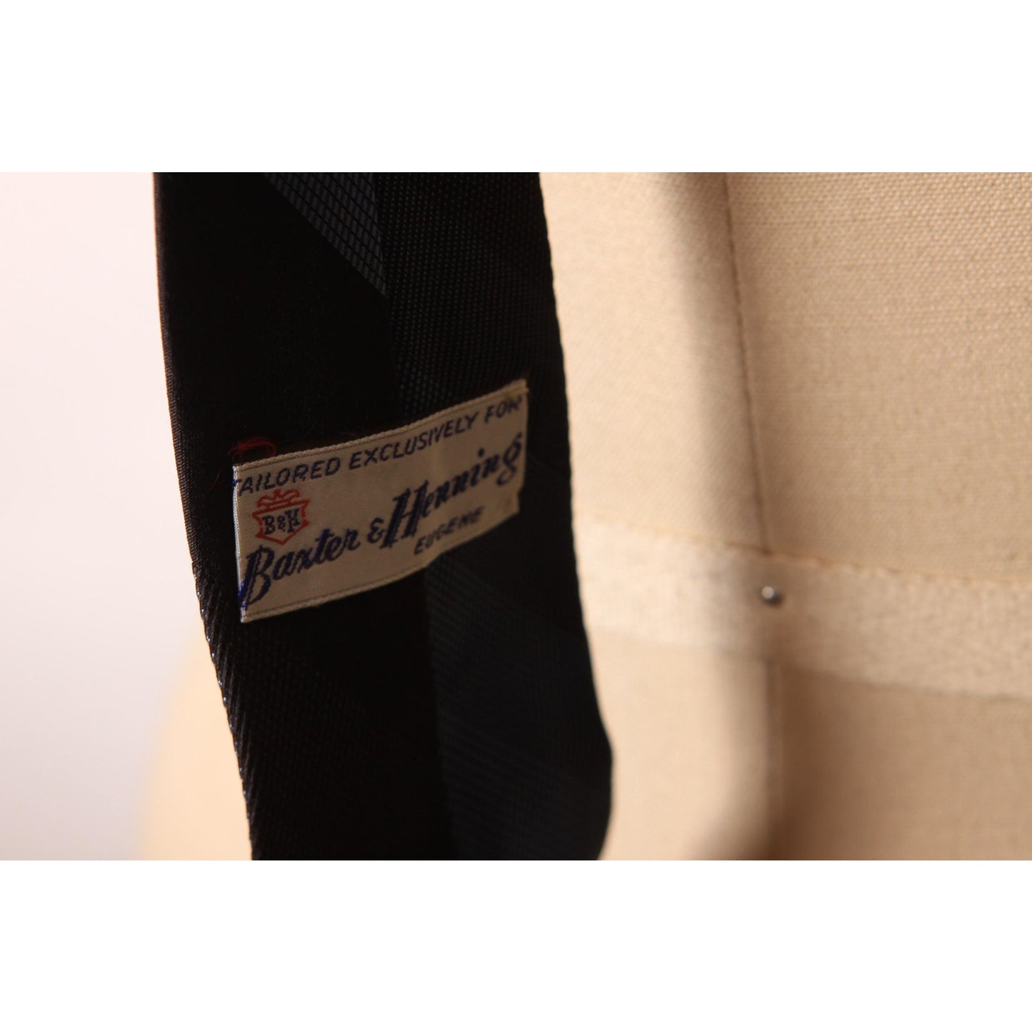 1950s Black and Blue Striped Necktie Tie by Baxter & Henning
