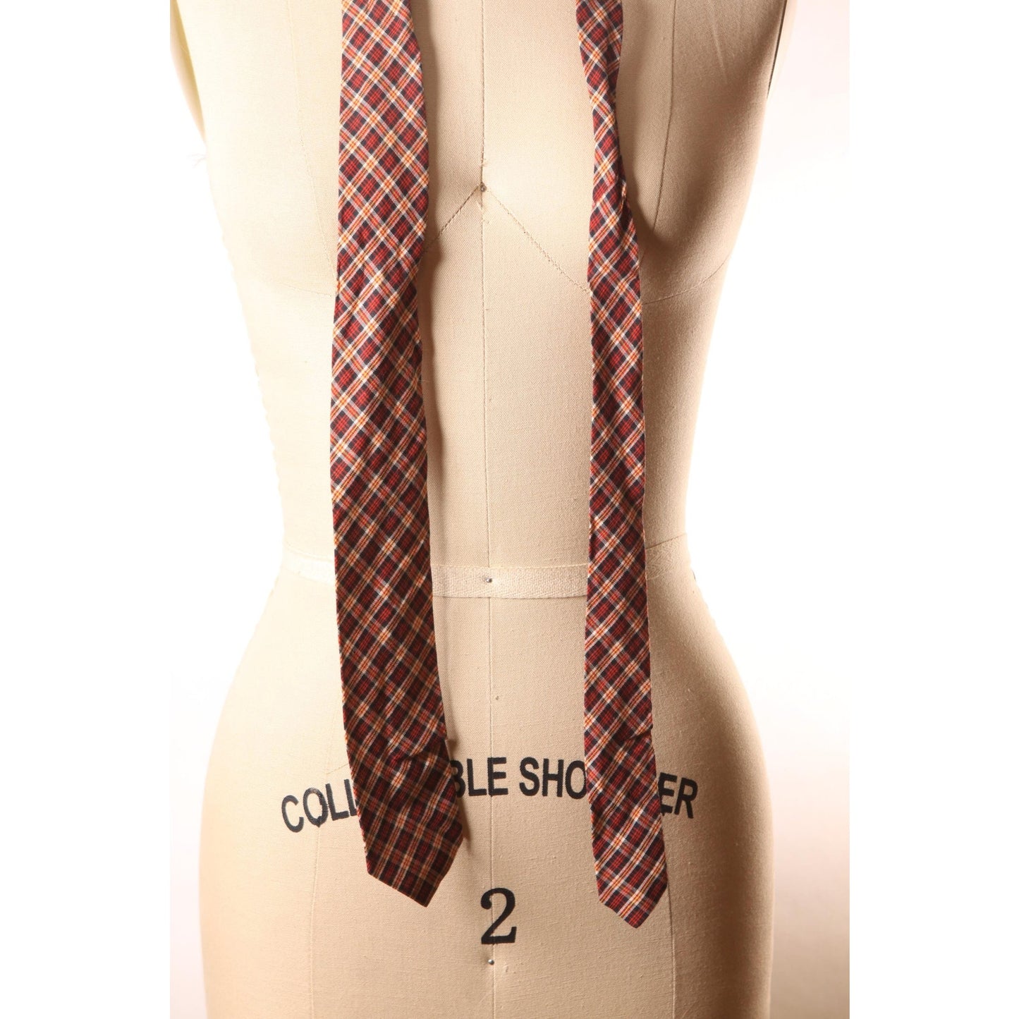 1950s Red, Yellow and Black Plaid Necktie Tie