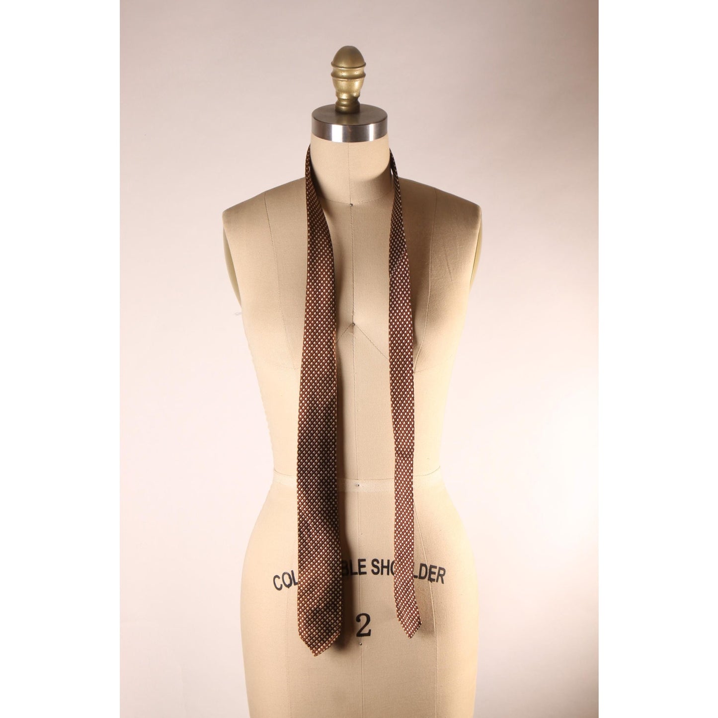 1970s Brown and White Plaid Necktie Tie by Arrow