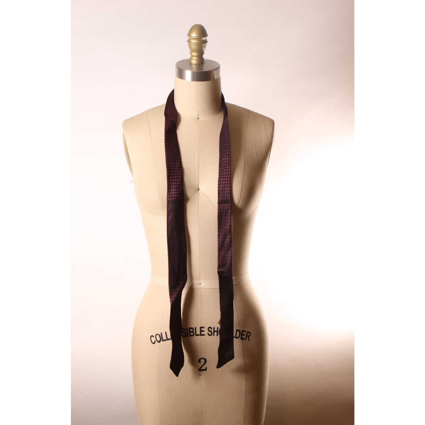1960s Dark Purple Red and Black Patterned Necktie Tie by Barth's