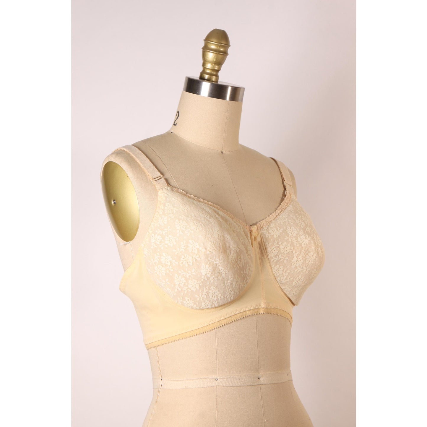 1970s Beige Skin Tone Floral Lace Inflatable Bra by Fredericks of Hollywood-38C