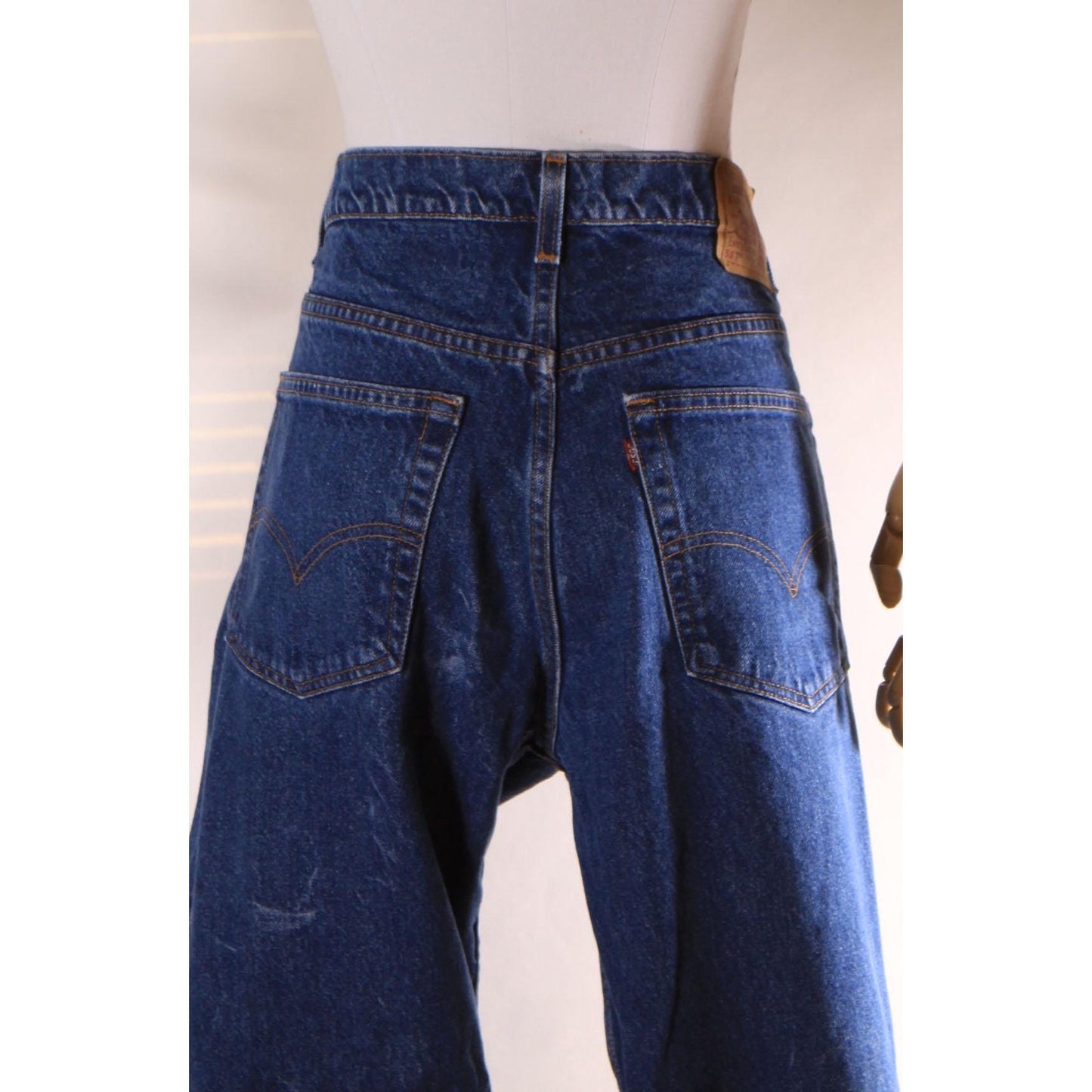 1990s Blue Denim Red Tab 517 Boot Cut Mens Jeans by Levi's- 38x32