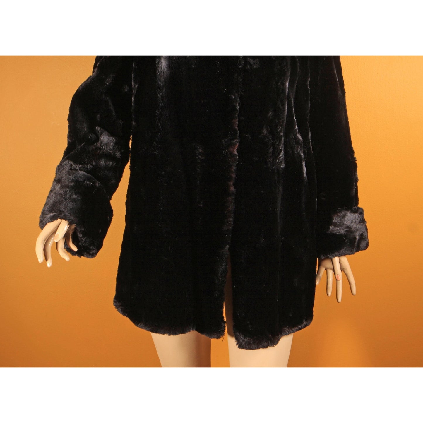 1940s Black Sheared Dyed Beaver Fur Coat by Cavin's -M-L