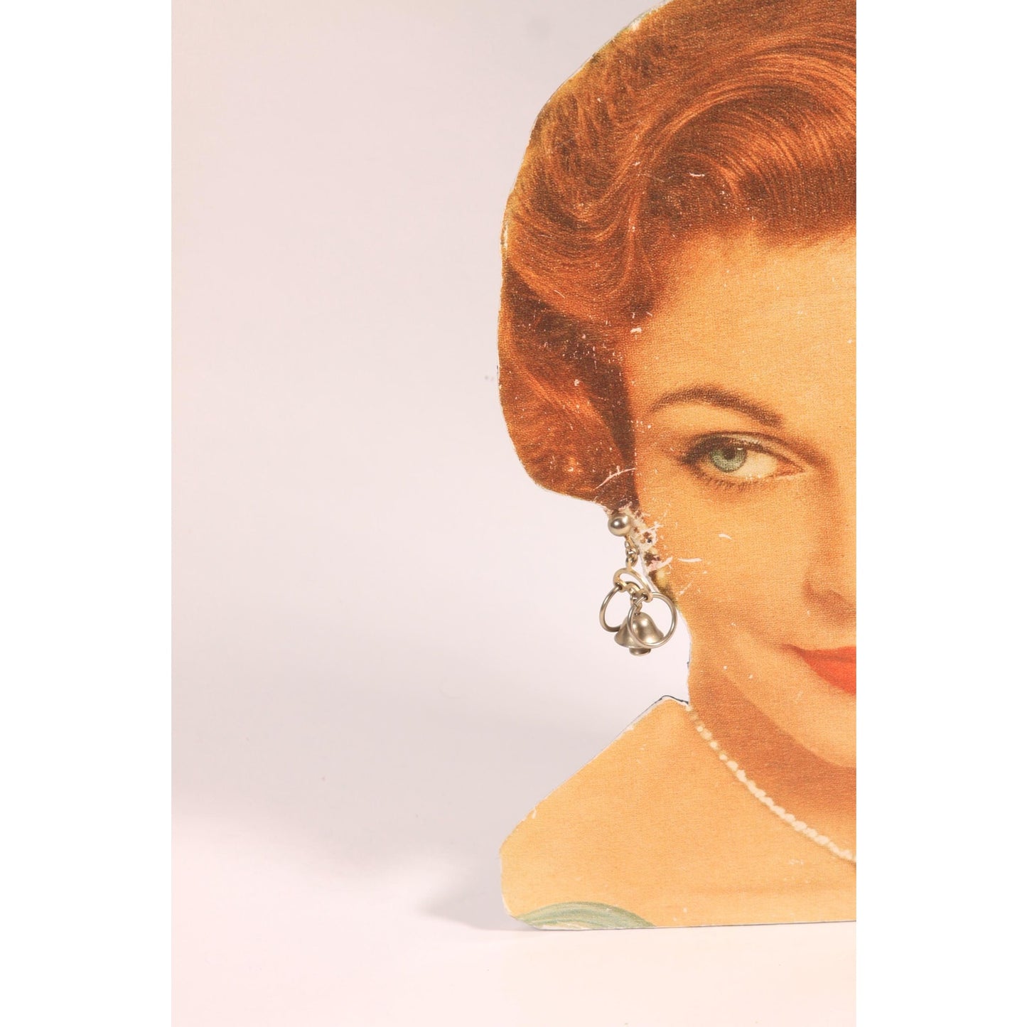 1950s Novelty Wedding Marriage Rings and Wedding Bells Silver Tone Metal Screw Back Earrings