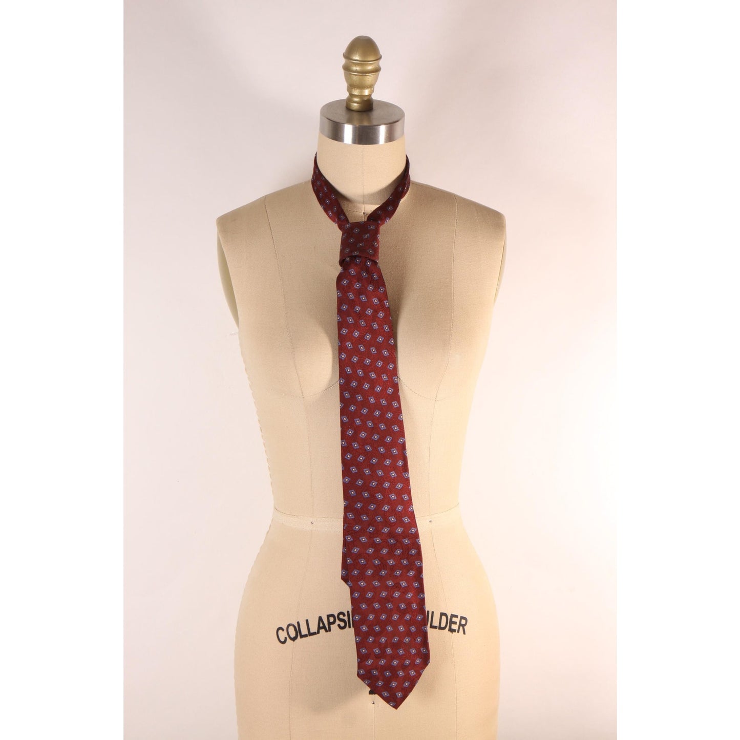 1990s Red and Blue Geometric Necktie Tie by Polo by Ralph Lauren for Neiman Marcus